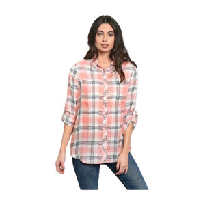 Kut From The Kloth Pink Black Plaid Oversized Shirt M